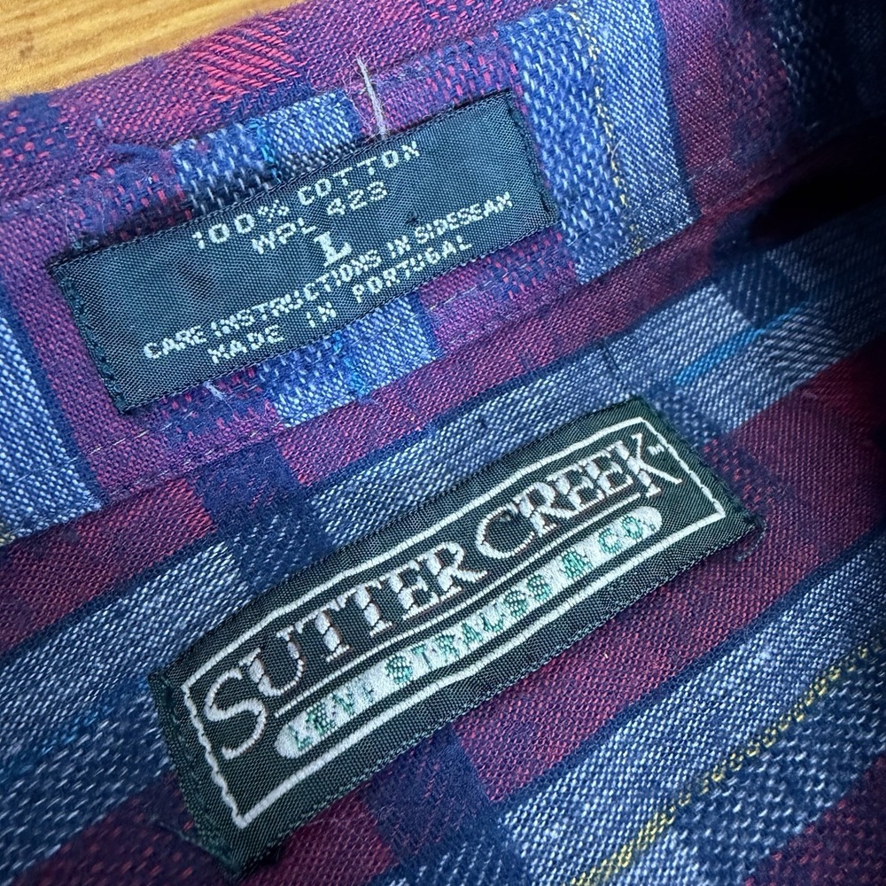 Vintage Levi Strauss Sutter Creek Cotton Flannel Plaid Button Up Shirt Large Red - Picture 3 of 13